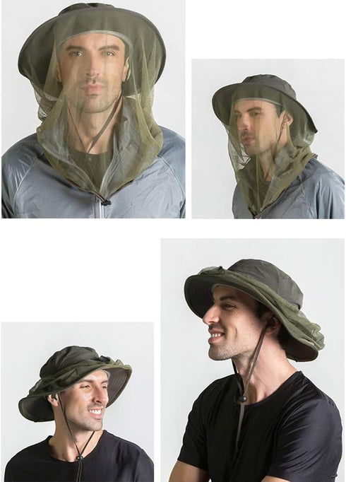 Peicees Head Net Hat - Adventure Fishing Hat for Men and Women, Safari Hat for Hunting, Camping, Hiking
