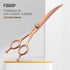 Rose Gold Titanium Curved Dog Grooming Scissors 7'' - Downward 30°, Professional Pet Trimming Shears