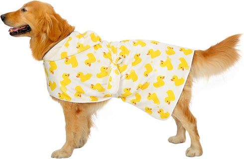 HDE Dog Bathrobe Super Absorbent Quick Drying Puppy Towel Wrap Coat Adjustable After Bath Robes with Hood for Dog Sizes