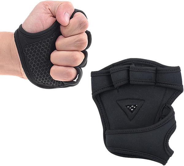 BEIDUOYANG 2Pcs Weightlifting Gloves Men Women Silicone Non-Slip Breathable Four Finger Fitness Exercise
