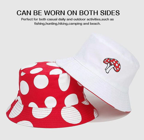 XYIYI Mushrooms Bucket Hats for Men & Women, Outdoor Fisherman Cap, Travel Beach Sun Hat