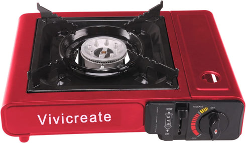 Vivicreate 8500 BTU Portable Butane Stove, Camping Stove, Outdoor Burner (Red)