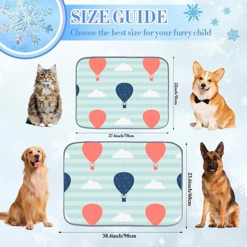 imiBBWQu Summer 27" 22" Dog Cooling Mat Hot Balloon Clouds Orange Water Cooler Mat Washable Dog Cooling Pad Beds Extra