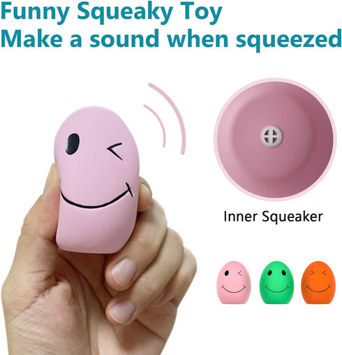Dog Squeaky Toy, Latex Bouncy Egg Balls with Squeaker for Puppy Small Pet Dogs, Soft Rubber Sound Toys for Interactive Fetch Play