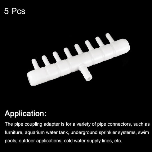 uxcell 5Pcs 8mm to 5.5mm 8 Ways Air Line Tubing Splitter Connector for Aquarium, Fish Tank Oxygen Pipe Adapter, White