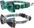 Cat Collar Breakaway with Bell and Bow Tie - Set of 2 PCS Adjustable Safety Plaid Design Collars (Green & Light Blue