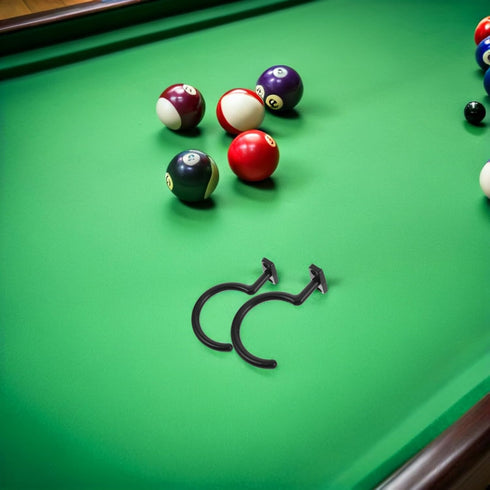 4pcs Didiseaon Metal Pool Cue Holder Hooks for Billiards Table Side Snooker Cue Rack Clips for Organizing and Triangle