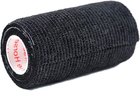 Vet Wrap Tape (Black) (2 Pack) (4 Inch x 15 feet) Self Adhesive Cohesive Flex Self Stick Bandage Roll