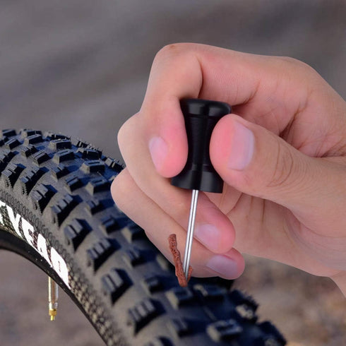 Tubeless Bike Tire Repair Kits for Road Bicycle and Mountain Bike, Includes Storage Canister Plugger Tool with Plugs, 5