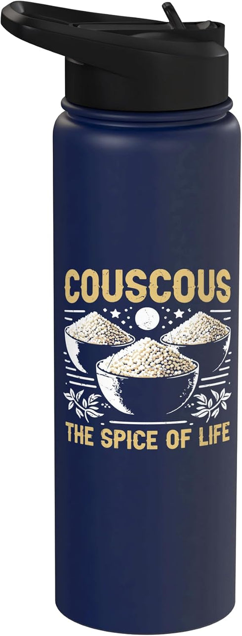 Couscous Lover Gift Couscous The Spice of Life Couscous Stainless Steel Insulated Water Bottle