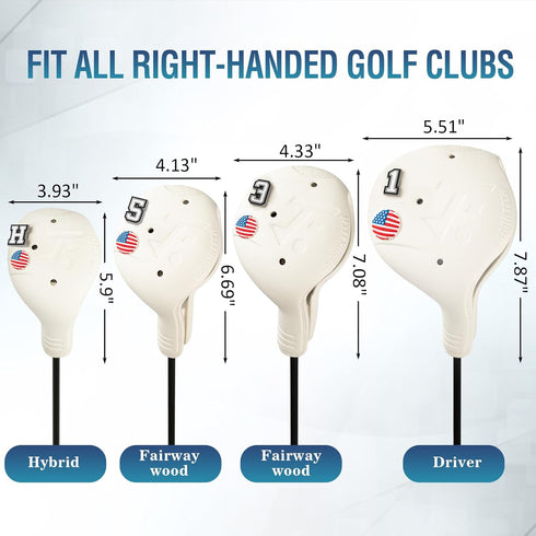 Golf Head Covers | EVA Plastic Golf Club Covers for Driver, Fairway Woods & Hybrid | Driver Headcover with Pins