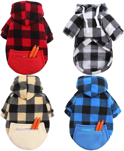 Big Dog Winter Coat, Pet Plaid Hoodie Jacket, Reversible Vest for Medium Large Dogs (XX-Large, Blue)