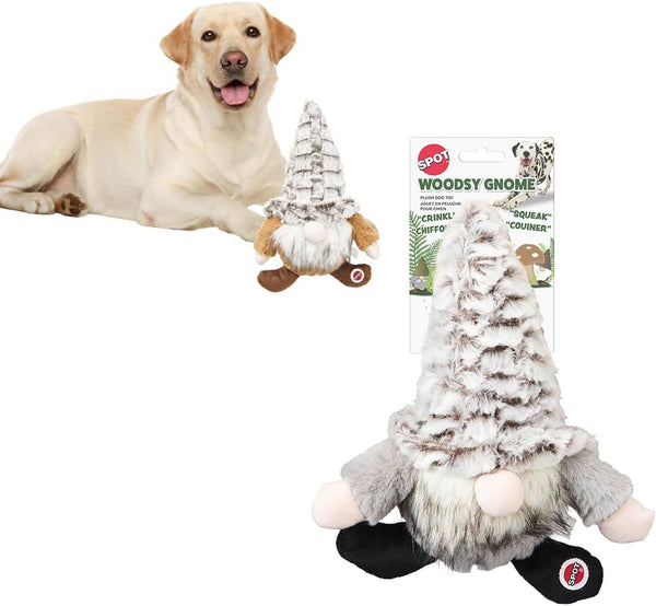 SPOT Woodsy Gnome Dog Toy - Soft, Plush, Squeaky Fabric Toy for Medium & Large Dogs, 12in, Assorted Colors, Light