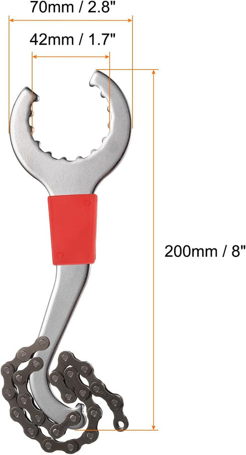 HARFINGTON 3 in 1 Sprocket Remover Wrench, 8" Length Bike Chain Whip Freewheel Spanner for Maintenance