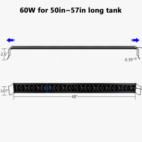 24/7 50in~57in hygger New Mode Timer LED Aquarium Light, Auto On Off Full Spectrum Fish Tank Light Fish