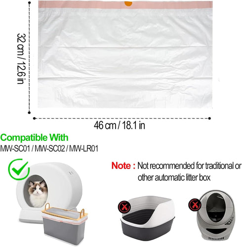 120 Count 18" 12.6" MW-SC01/MW-SC02/MW-LR01,Thick x Cat Litter Box Liners, Replaced Trash Bags Fit for Cat Litter Box