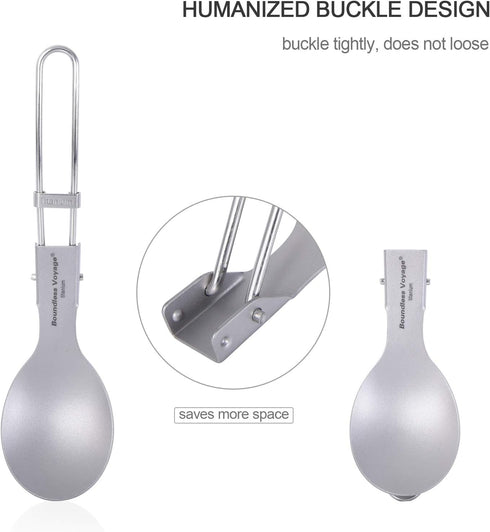 iBasingo Ultralight Titanium Spork Spoon Fork Knife with Folding Handle for Camping & Travel