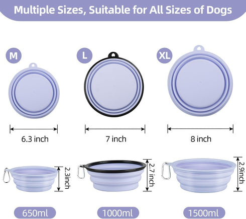 Kytely Collapsible Dog Bowls, X-Large (1500ml), 2 Pack Foldable Travel Bowls, Portable Dog Water Food Bowl,