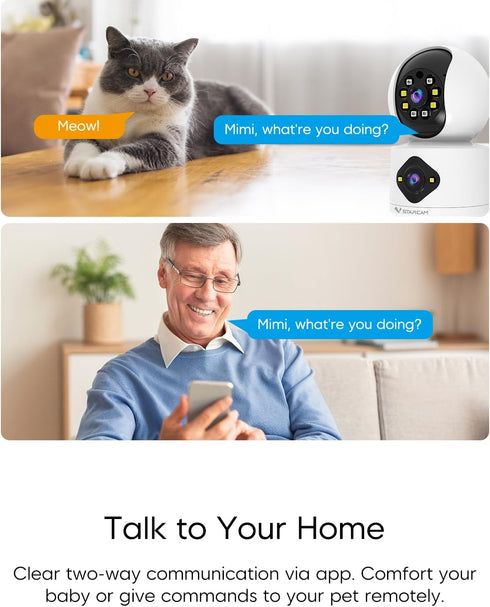 VSTARCAM 2K+2K 360 2-Way 256GB) Cameras for Home Security Indoor, Dual Cameras, Pan-Tilt, Color Night Vision, Motion