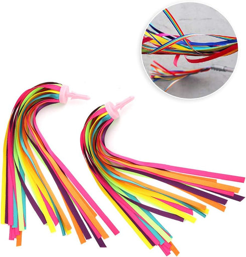 Pssopp 1 Pair Kid's Rainbow Bike Streamers, Children's Bike Accessories with Multi Color Tassels