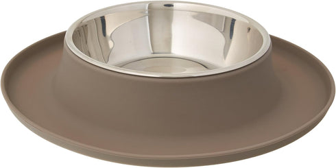 Messy Mutts Silicone Feeder with Stainless Bowl | Non-Skid Dog Food Dishes for All Pets | Medium, 1.5 Cups | Grey