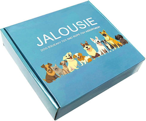 Jalousie Multipack Dog Squeaky Toys, Bulk Dog Toy for Small Medium Large Dogs (12 Pack Rope and Plush)