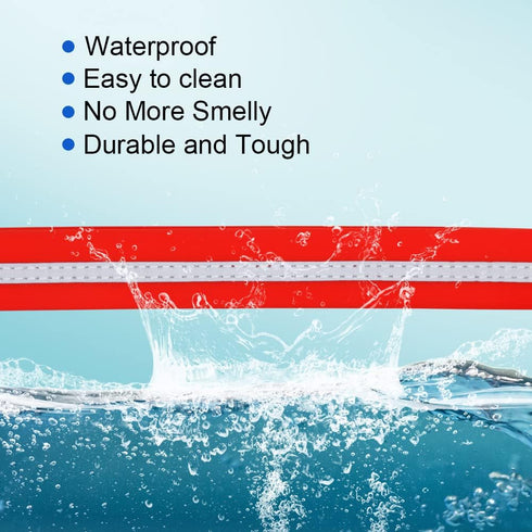 Waterproof Dog Collar, Anti-Odor Durable Adjustable PVC & Polyester Soft with Reflective Cloth Stripe Basic Collars