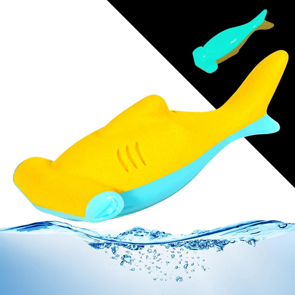 Floating Luminous Dog Toy, Squeaky Glow in The Dark Dog Toy (Hammerhead Shark)