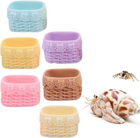 DQITJ 6 Pcs Jumping Spider Water Bowl Food Dish Micro Basket Decor for