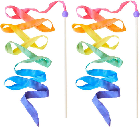 Sarah's Silks Rainbow Streamer - 8' Long Ribbon Wand for Kids Pretend Play, Dance, Gymnastics Party Favors