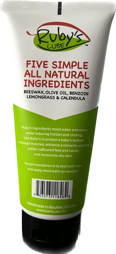 Ruby's Lube Anti-Chafing Balm | All-Natural, Handmade in Boulder, CO | 3oz Tube | Sweat & Water Resistant