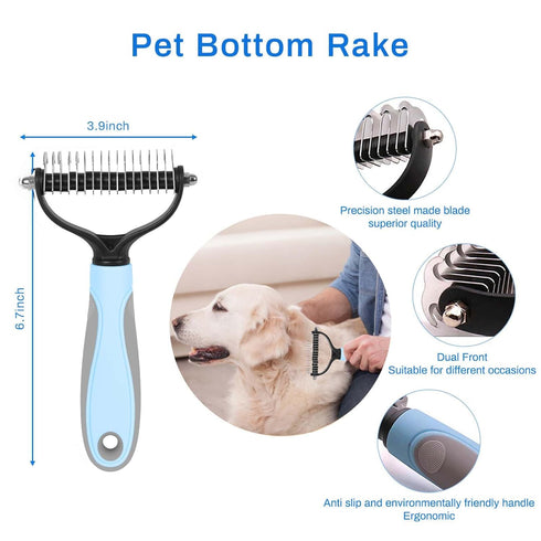 5-in-1 Dog Brush Grooming Kit - Set of 5 Blue - Dog Grooming Supplies for Short and Long Haired Dogs