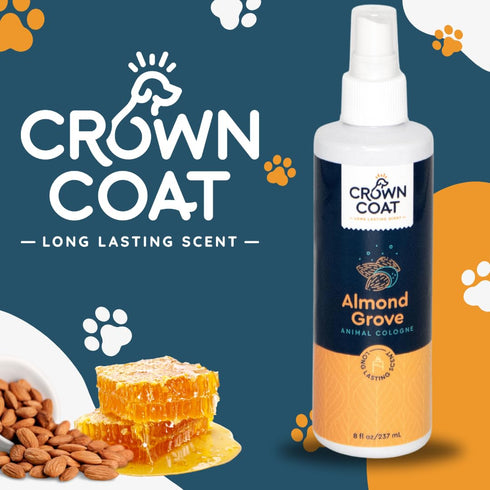 Crown Coat 8 oz Almond Grove Long Lasting Pet Cologne, - Professional Grooming Grade, Natural Perfume Deodorant, New