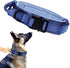 Adjustable Tactical Dog Collar with Heavy Duty Metal Buckle and Handle for Dog Training (Dark Blue, M)