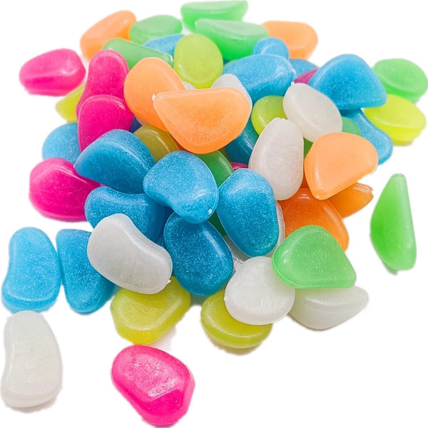 Rainbow Multicolor Glow in The Dark Rocks, Big Colored Pebbles for Aquarium Gravel and Landscaping