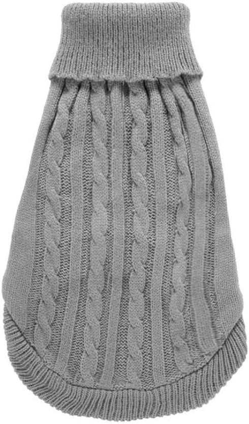 CHBORCHICEN Small Dog Sweaters, Knitted Pet Cat Warm Sweatshirt for Winter, Kitten Puppy Sweater (X-Small, Grey)