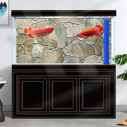 48X24IN Art Marble Aquarium Background, Natural Marble Glass Terrarium Background with 8 EVA Double-Sided Tape