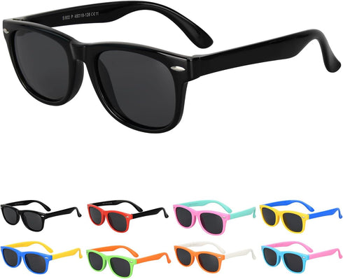 Mdvora 1/2/4/8/12/24pcs Kids Polarized Sunglasses, Toddler Sunglasses UV Protection Flexible Rubber Glasses Shades