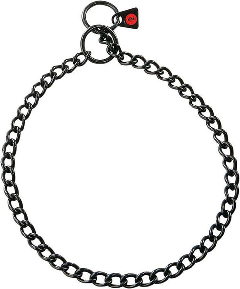 Dogline Herm Sprenger Black Stainless Steel Choke Dog Training Collar 2.5mm 18in (45cm) with Clicker for Easy Control,