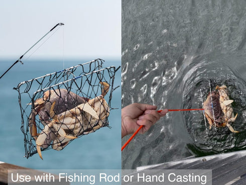 304 AirFly Castable Crab Trap, Foldable Crabjaw Net with Bait Clip, Crab Snare/Pots/Traps for Blue Crabs, Dungeness