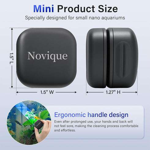 Novique 8mm (5/16 Inches) Mini Aquarium Glass Magnetic Cleaner Brush Small Fish Tank Magnetic Scrubber Suitable