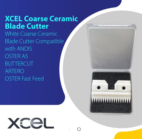 XCEL Ceramic Coarse Pet Replacement Cutter Blade - Compatible with Andis, Oster A5, and Wahl KM Series (2)