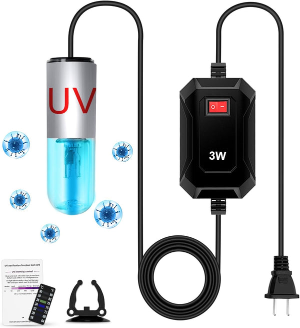 TAISHAN 3W Mini Aquarium Algae Removal Light with Timer, Waterproof Green Clear Light for Fish Tank, Pond & Pool