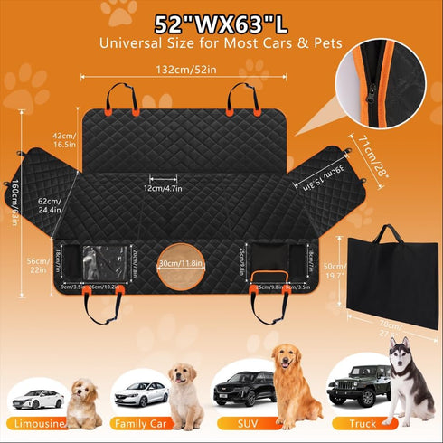 420lbs, Hammock Hard Bottom Back Seat Extender for Dogs, Dog Car Seat Cover for Back Seat, Holds Durable Waterproof Pet