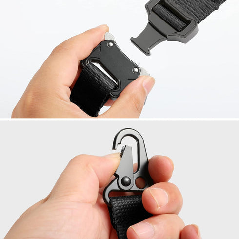 Tactical Keychain with Heavy Duty Quick Release Metal Buckle, EDC Gear Clips with HK Clip and Stainless Steel Ring