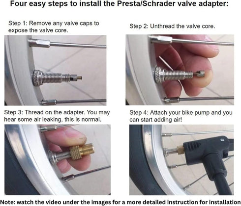 Presta to Schrader Valve Adapter for Bike, Inflate Presta Valve Tire with Air Compressor, 5 Pieces