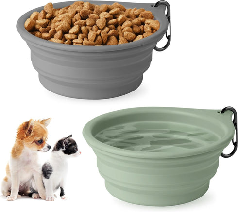Portable Collapsible Dog Bowls 2pcs for Small to Medium Dogs and Cats, BPA Free Travel Bowl for Hiking