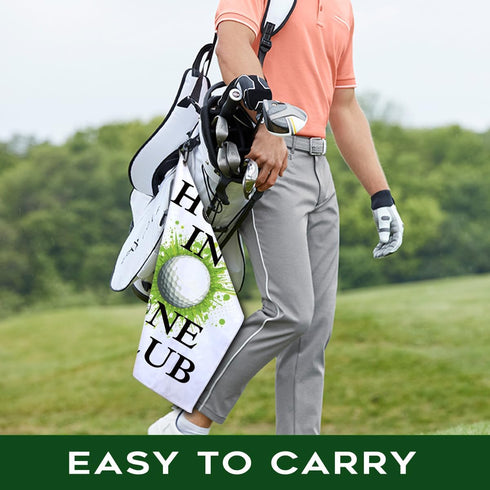 Hole in One Club Printed Golf Towel, Polyester and Cotton Blend, Funny Golf Accessories for Men and Women