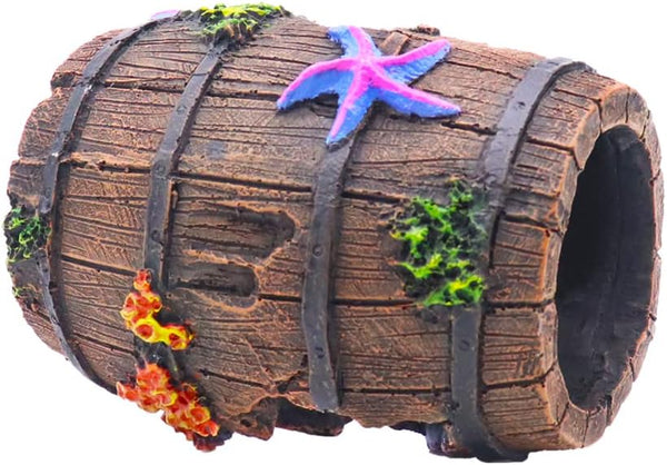 Small Broken Barrel Aquarium Decorations, 1 Piece Betta Cave Hideaway Tunnel Log for Fish Tank