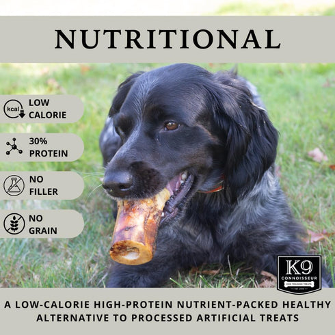 K9 50 12 Pack Connoisseur Beef Marrow Dog Bones Long Lasting for Aggressive Chewers - USA Made Single Ingredient Dynamo